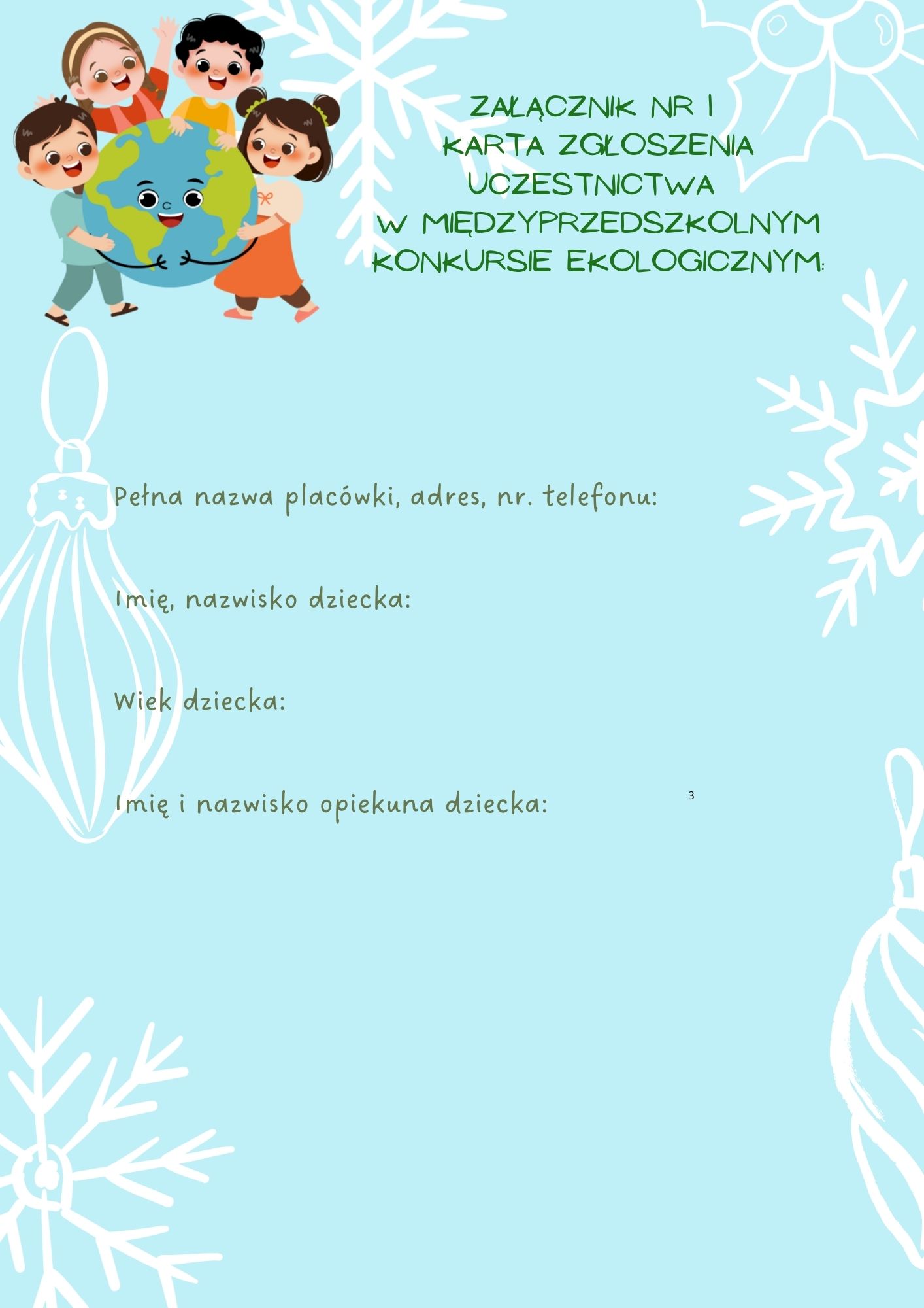 międzyprzedszkolny Rodzinny Konkurs Ekologiczny Eko - ozdoba świąteczna