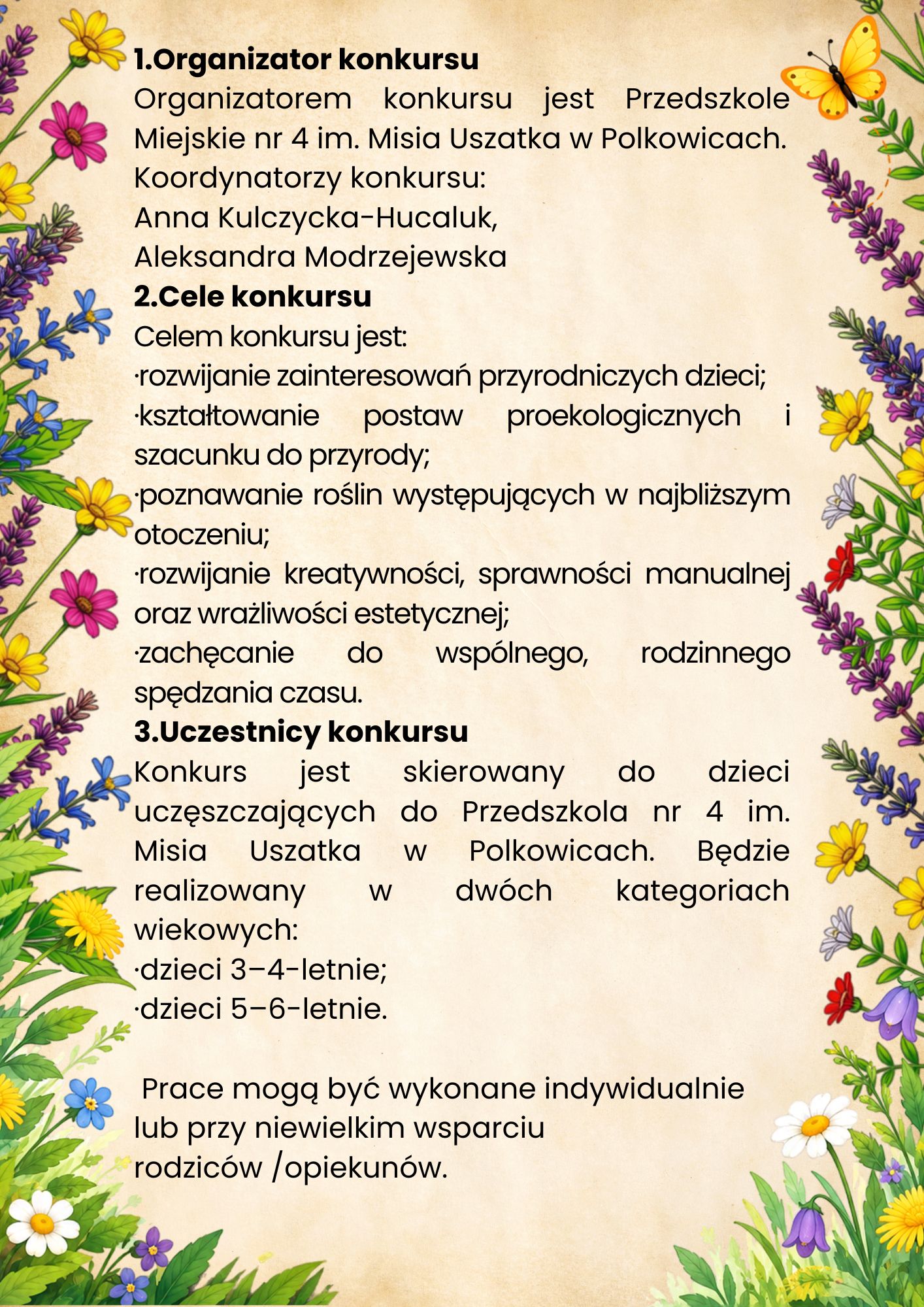 Konkurs plastyczno-techniczny "Zielnik małego odkrywcy przyrody"