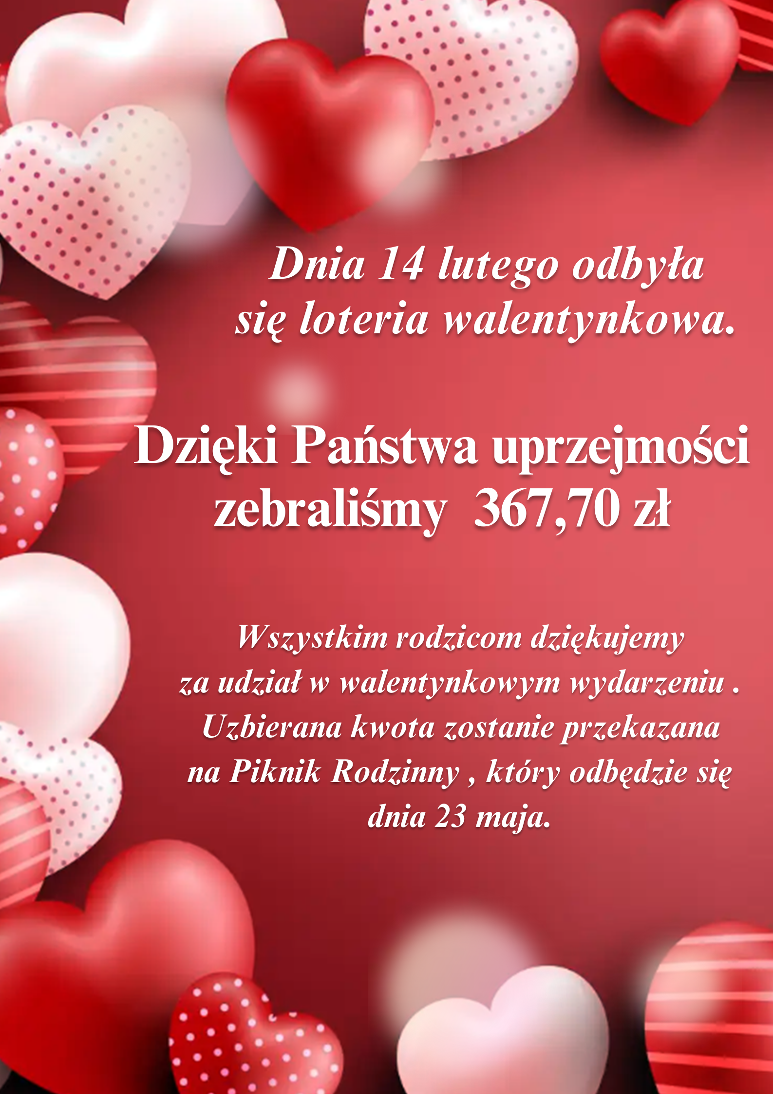Podsumowanie loterii walentynkowej 