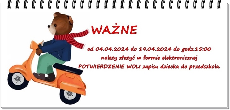 Potwierdzenie woli zapisu dziecka do przedszkola 