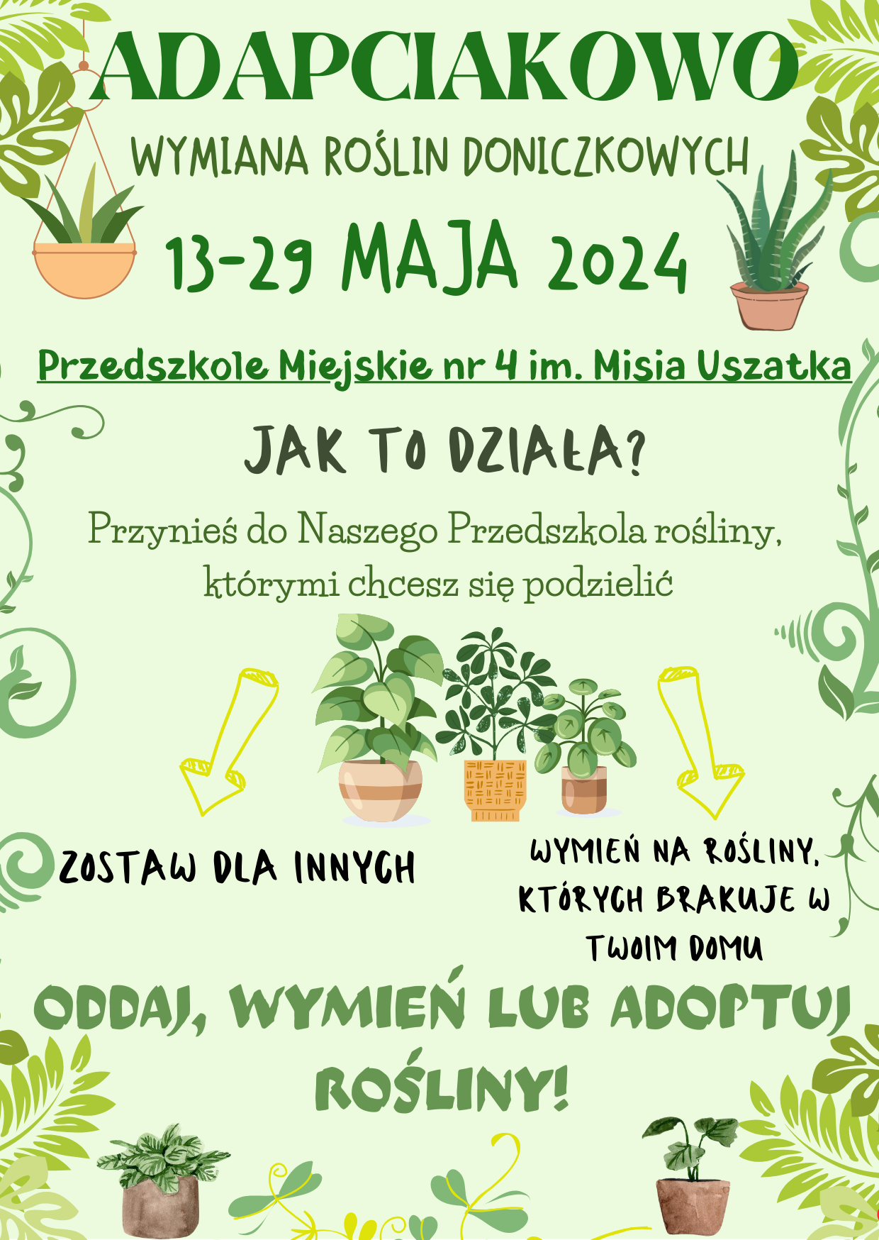 Adapciakowo - wymiana roślin doniczkowych 